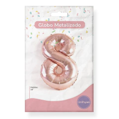 Globo Numero Metalizado Rose Gold 16 Pulgadas Apto Helio en internet