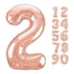 Globo Numero Metalizado Rose Gold 16 Pulgadas Apto Helio