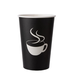 Vaso Polipapel Negro logo Taza Blanca 12 oz. (355cc)