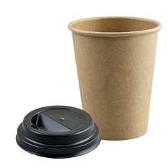 Vaso Polipapel Madera 8 oz (237cc) Con Tapa
