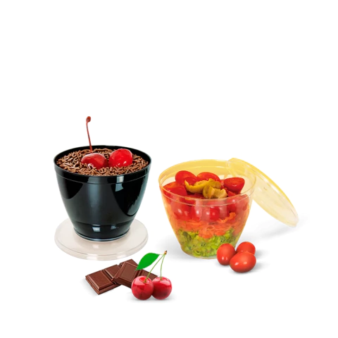 Pote Strawplast Con Tapa 150 ml. Negro