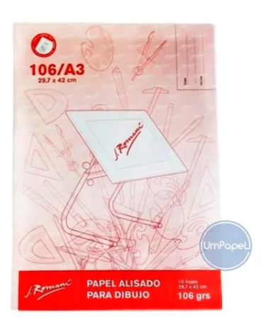 Hojas Romaní Tamaño A3 106gr 29,7x42 cm.