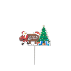 Topper Para Torta Plastico Navideño Santa Merry Christmas