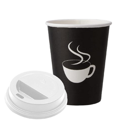 Vaso Polipapel Negro con tapa logo Taza Blanca 8 oz. (240cc) - comprar online