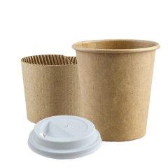 Vaso De Polipapel Kraft 6 oz Con Tapa y Collarin (180cc) - comprar online