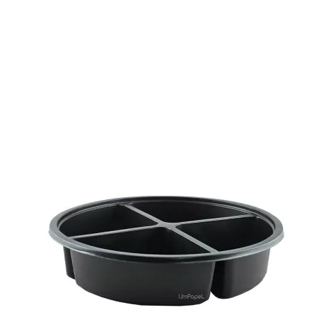 Bandeja Plastica Descartable Negra 4 Divisiones 20cm. - comprar online