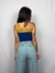 CROPPED CANELADO DE DUAS TIRAS AMARELO E AZUL ROYAL JERICOACOARA - MOAI&CO
