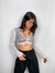 CROPPED MANGA LONGA TULE E PAETE BRANCO HEATHER