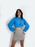 CROPPED MANGA LONGA E DECOTE FRONTAL AZUL JOEY - comprar online