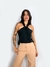 BLUSA COM DECOTE CRUZADO NA FRENTE PRETA LAUREEN