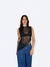 BLUSA DE TULE ASSIMÉTRICA PRETA ISLA