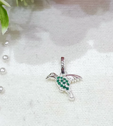 Colgante plata colibri esmeraldas