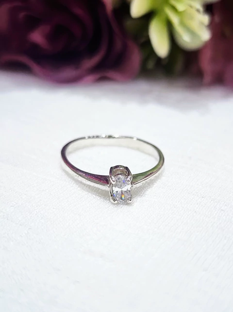 Anillo solitario plata