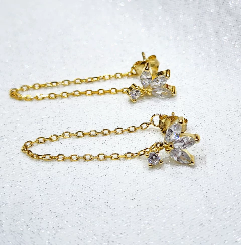 Aros colgante plata dorado