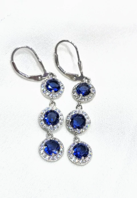 Aros colgante plata zafiros