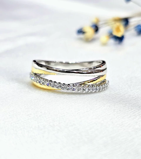 Anillo plata combinado