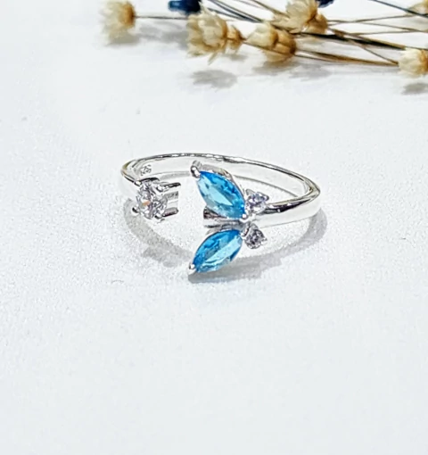 Anillo plata mariposa celeste