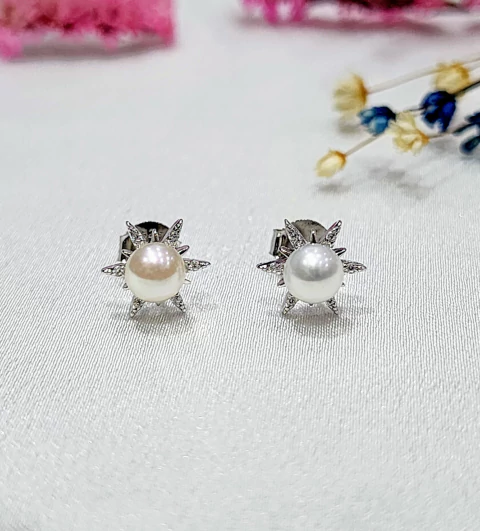 Aros plata sol perlas