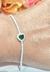 Pulsera tenis plata corazon esmeralda - tienda online