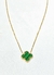 Collar acero dorado trebol verde