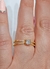 Anillo solitario acero dorado