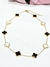 Collar acero dorado trebol blanco negro