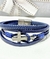 Pulsera cruz acero y cuero azul