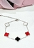 Pulsera acero trebol blanco rojo y negro