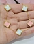 Pulsera acero dorado treboles blanco y rosa - tienda online