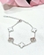 Pulsera acero trebol blanco y plateado - comprar online