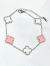 Pulsera acero trebol blanco y rosa