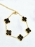 Pulsera acero dorado trebol negro - Joyas Maia