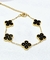 Pulsera acero dorado trebol negro - comprar online