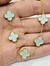 Pulsera acero dorado treboles celeste - tienda online