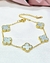 Pulsera acero dorado treboles celeste en internet