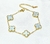Pulsera acero dorado treboles celeste