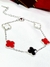 Pulsera acero trebol blanco rojo y negro - Joyas Maia