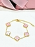 Pulsera acero dorado trebol rosa