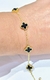 Pulsera acero dorado trebol negro - tienda online