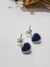 Aros plata corazon azul