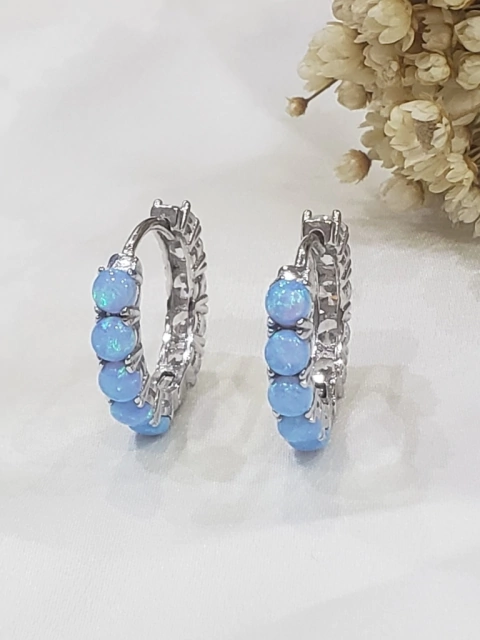 Aros argollas plata ópalo