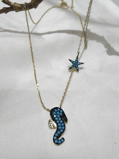 Cadena plata dorado hipocampo