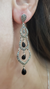 Aros colgante plata onix - Joyas Maia