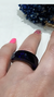 Anillo acero cristal azul - Joyas Maia