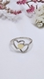 Anillo plata y oro doble corazones