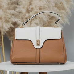 BOLSA SANTORINI MÉDIA - CARAMELO E OFF WHITE - comprar online
