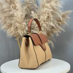 BOLSA SANTORINI MÉDIA - CARAMELO E BEGE - loja online