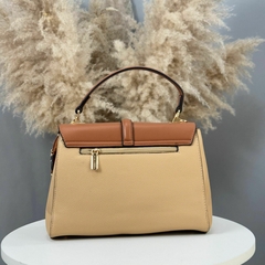 BOLSA SANTORINI MÉDIA - CARAMELO E BEGE - Loja Sempre Linda Bolsas