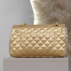 BOLSA PRECIOSA STRASS MÉDIA - DOURADA - Loja Sempre Linda Bolsas