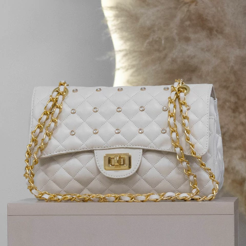 BOLSA PRECIOSA STRASS MÉDIA - OFF WHITE - comprar online